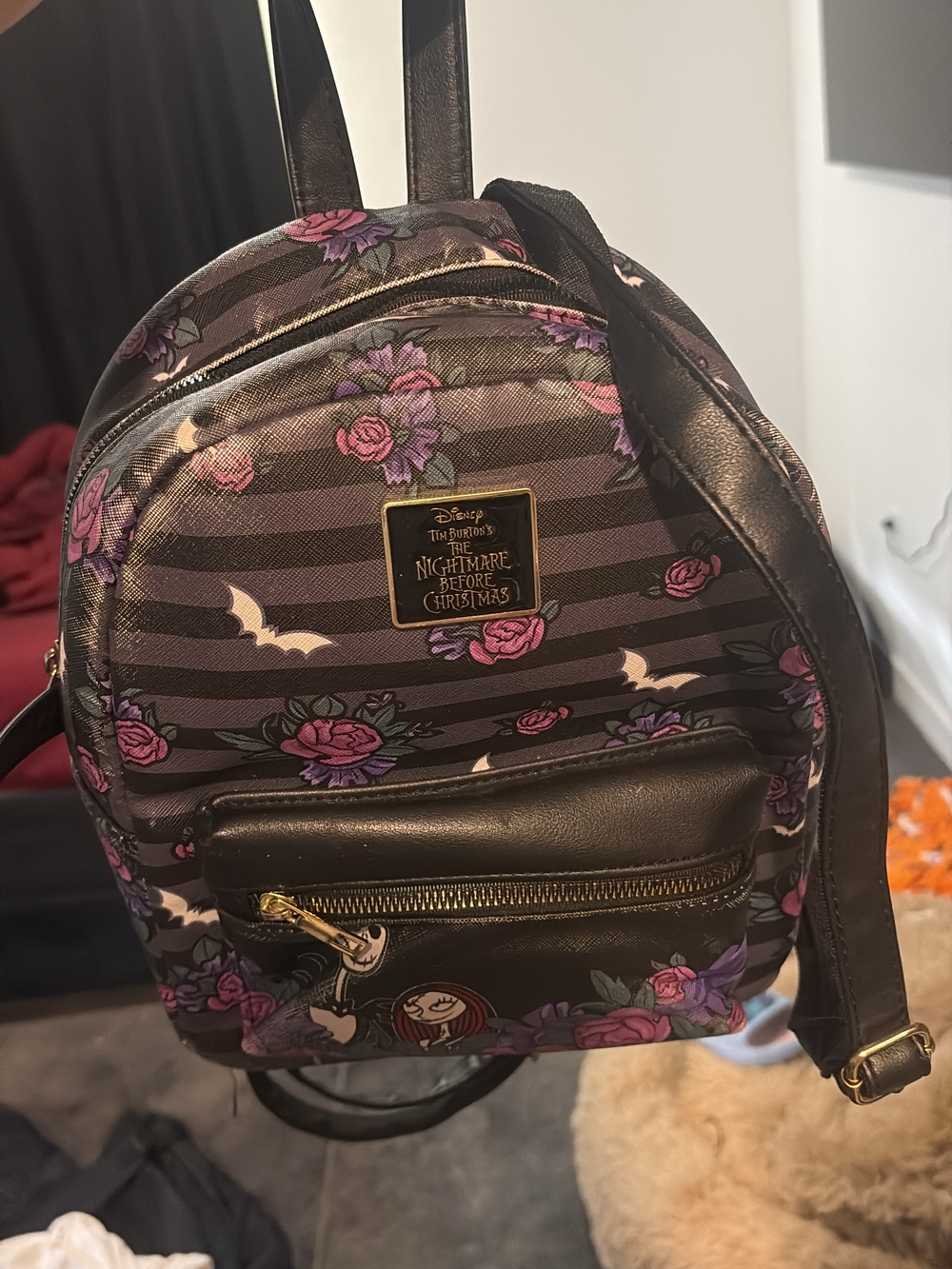 The Nightmare Before Christmas Mini Backpack - Black & Purple Floral